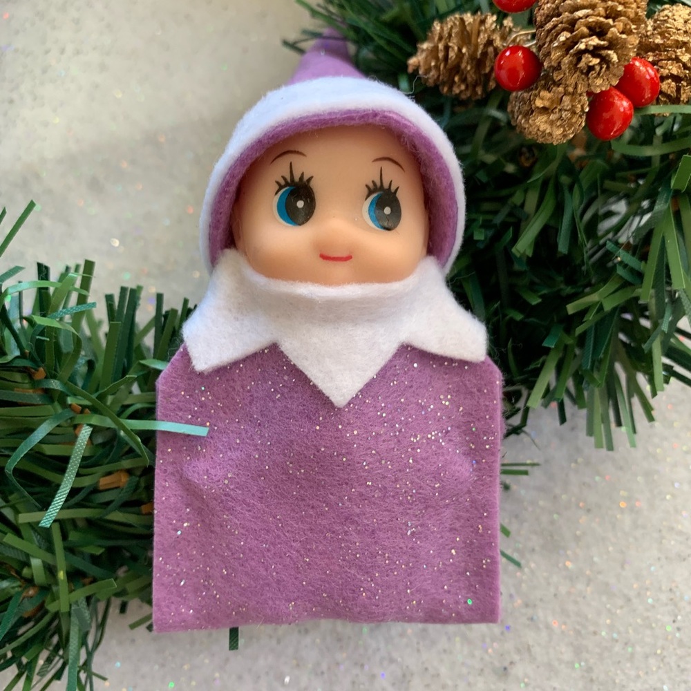 Purple Glitter Baby Elf Doll Toddler Christmas Elf